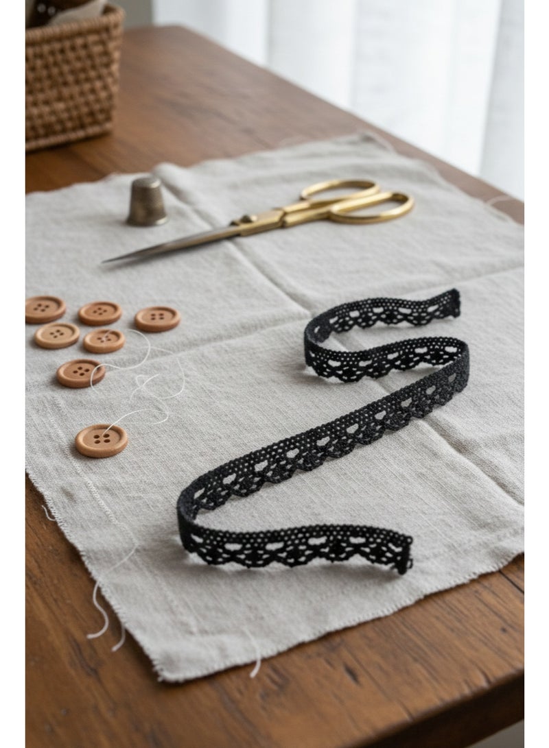 Decorative Sewing Lace Trim – 13mm x 15 Yards | Fabric Lace for Tailoring, DIY & Fashion ( Black ) - Image 3